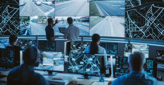 High-tech,International,Logistics,Office,With,Multiethnic,Specialists,Using,Satellite,Technology